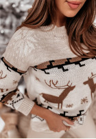 Krótki świąteczny Pullover Letter To Santa Beige