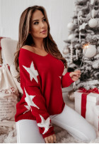 Pullover oversize w gwiazdki Lucky Star Rot