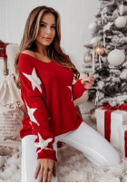 Pullover oversize w gwiazdki Lucky Star Rot