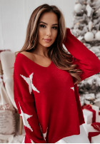 Pullover oversize w gwiazdki Lucky Star Rot