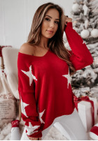 Pullover oversize w gwiazdki Lucky Star Rot