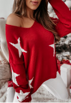 Pullover oversize w gwiazdki Lucky Star Rot