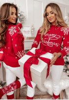 Pullover z napisem Merry Christmas Rot