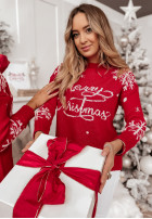 Pullover z napisem Merry Christmas Rot