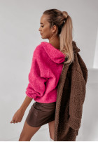 Pullover oversize ze sznurowaniem i kapturem Laossi Neon Rosa
