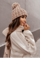 Jumper oversize z golfem w paski Bernard in beige