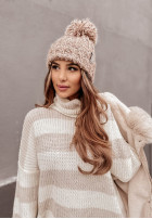 Jumper oversize z golfem w paski Bernard in beige