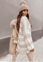 Jumper oversize z golfem w paski Bernard in beige