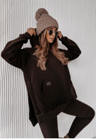 Sweatshirt z kieszenią i kapturem Siempre in chocolate