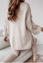 Ozdobnie pleciony Pullover oversize Cocomore Vivaldo Beige