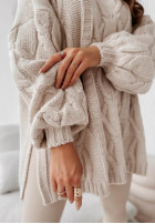 Ozdobnie pleciony Pullover oversize Cocomore Vivaldo Beige