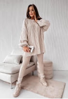 Ozdobnie pleciony Pullover oversize Cocomore Vivaldo Beige