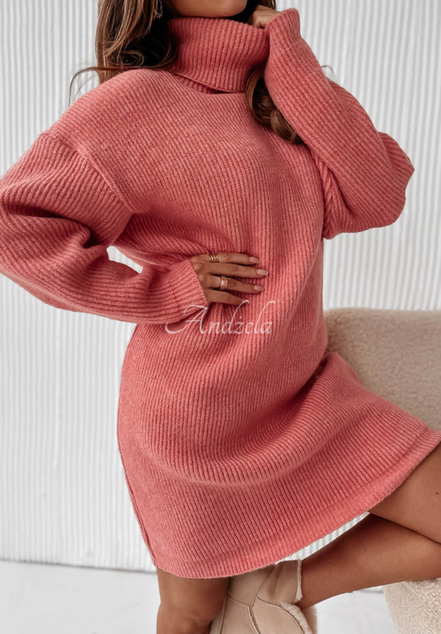 Pulloverkleid mit Rollkragen Terenzio Korallenrot