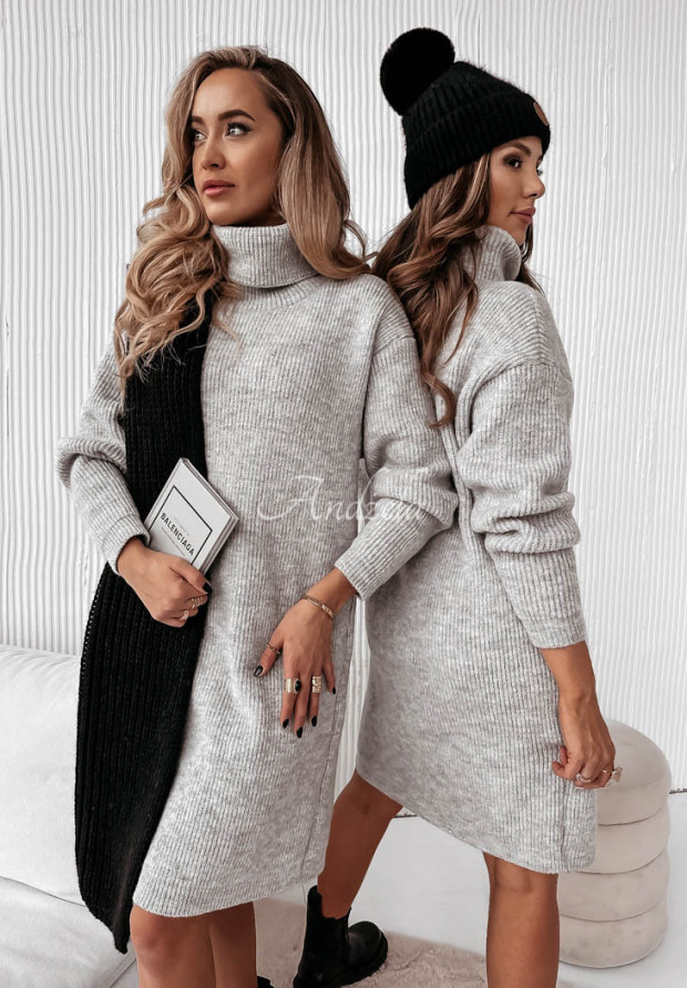 Pulloverkleid mit Rollkragen Terenzio Grau