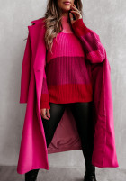 Pullover oversize w paski z półgolfem Avellino Rosa