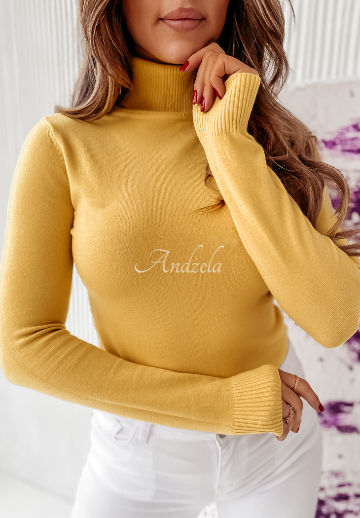 Figurnaher Rollkragenpullover Solange Bananengelb