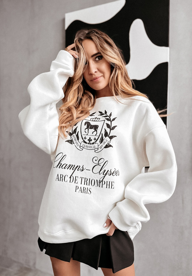 Oversized Sweatshirt mit Print Champs Ecru