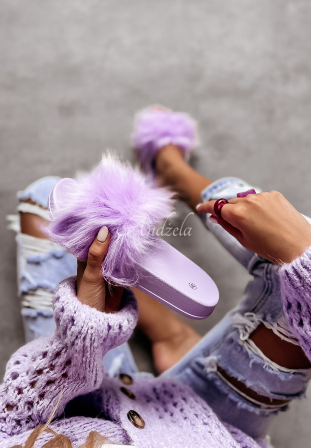 Pantoletten aus Fellimitat Fuzzy Girl violett