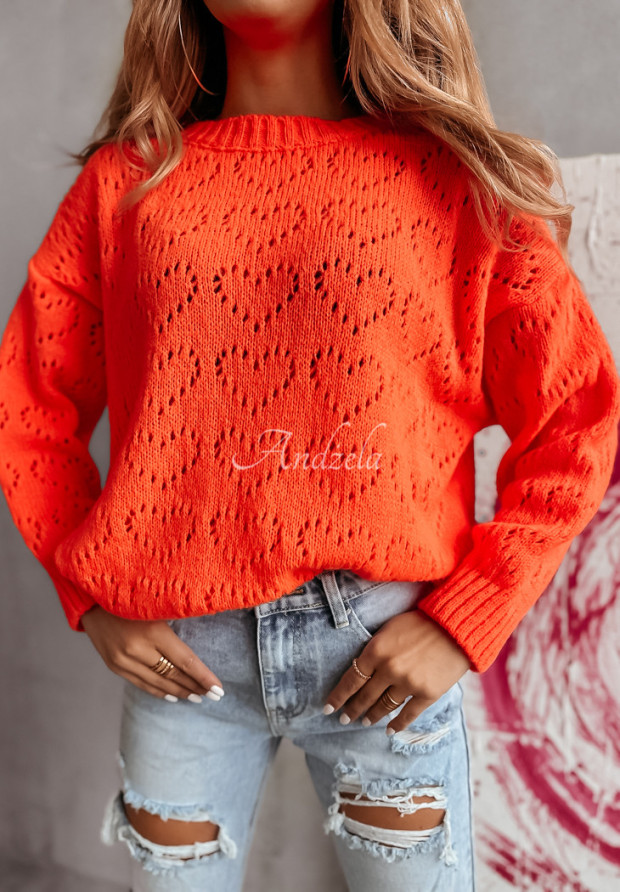 Kurzer durchbrochener Pullover Loveliness neon-orange