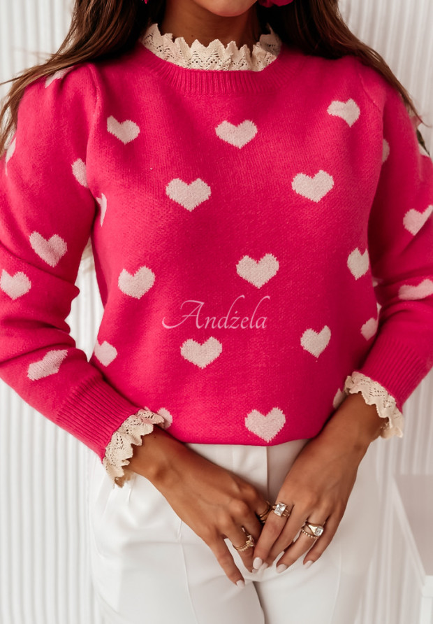 YCBMINGCAN Damen Pullover Mit Herzen - Strickpullover Langarm In Verschiedenen Farben Für Valentinstag & Alltag