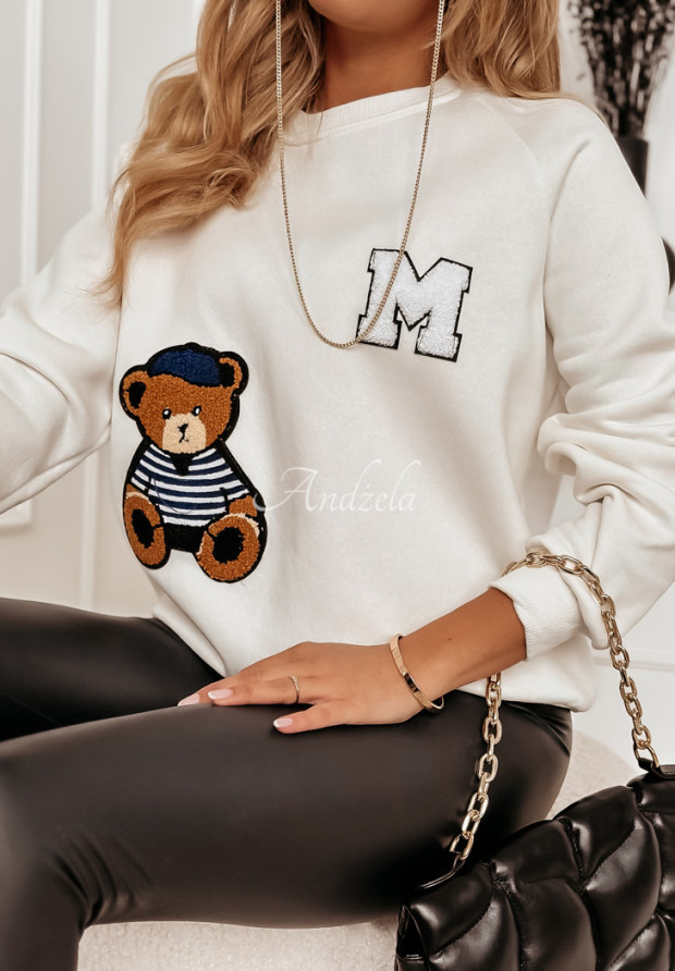 Sweatshirt mit Aufnähern Lovely Bear  Ecru