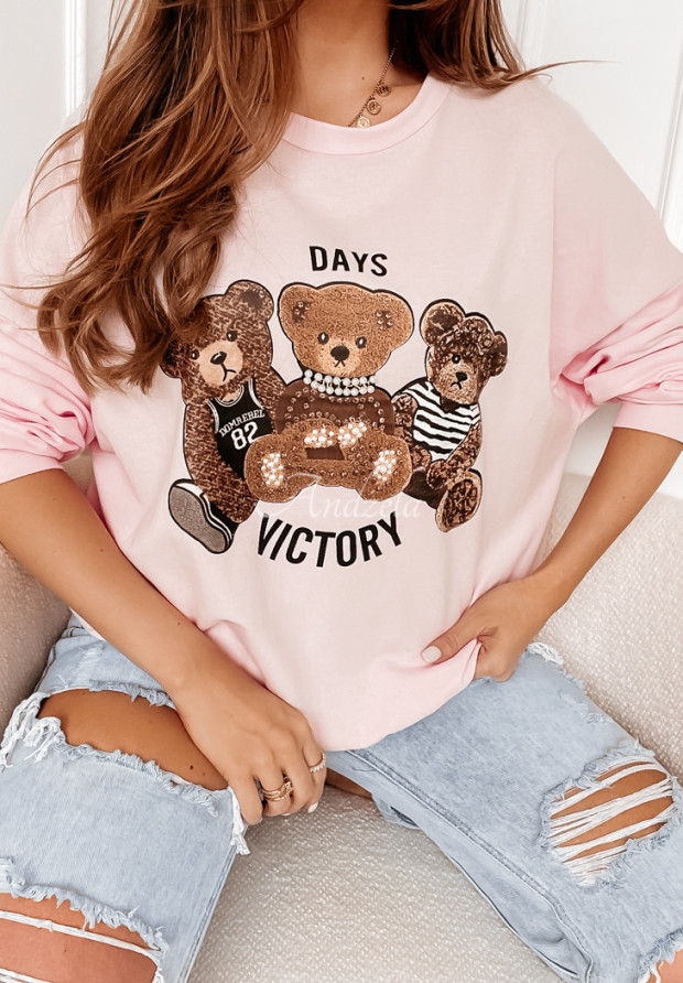 Oversize-Sweatshirt mit Teddybären Fluffy Victory Puderrosa