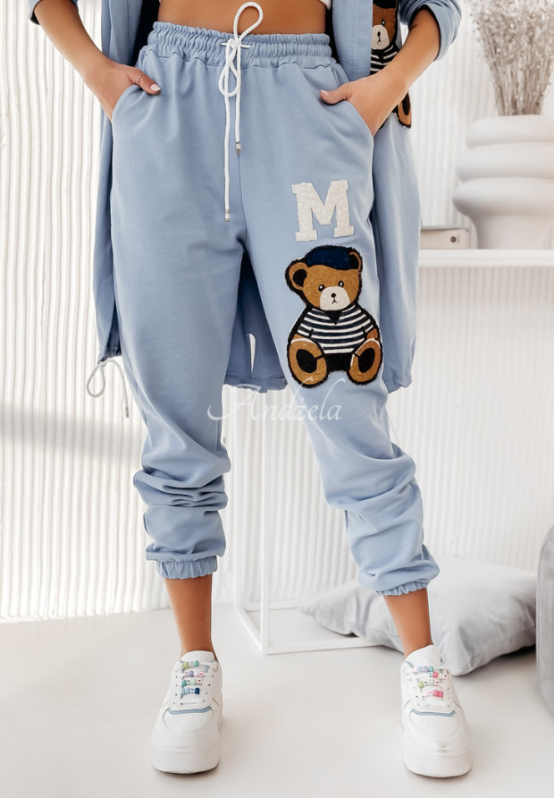Jogginghose mit Aufnähern Mr Bear Himmelblau