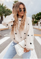 Jumper oversize w serduszka Show Me Love in beige- in black