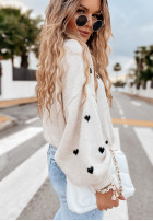 Jumper oversize w serduszka Show Me Love in beige- in black