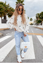 Jumper oversize w serduszka Show Me Love in beige- in black