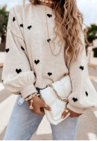 Jumper oversize w serduszka Show Me Love in beige- in black
