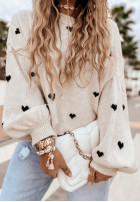 Jumper oversize w serduszka Show Me Love in beige- in black