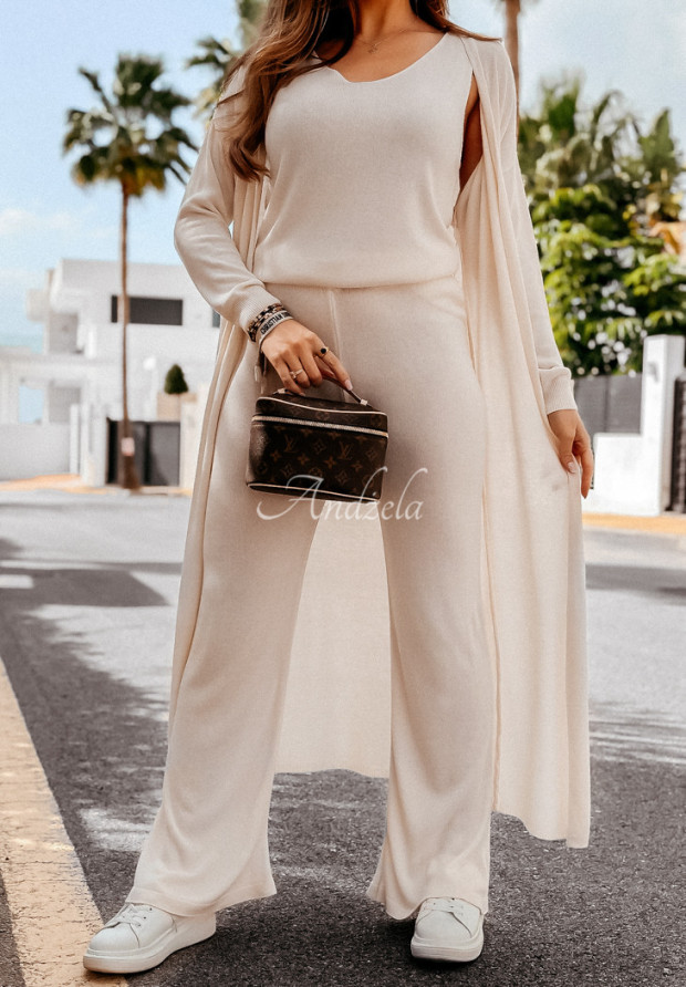 Strickhose wide leg Back To Basics Vanillefarben