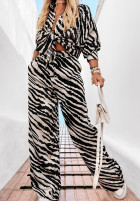 Satynowe Trousers wide leg Girls Gone Wild w zebrę