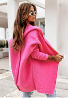 Długi Cardigan oversize z kapturem Montevista in pink