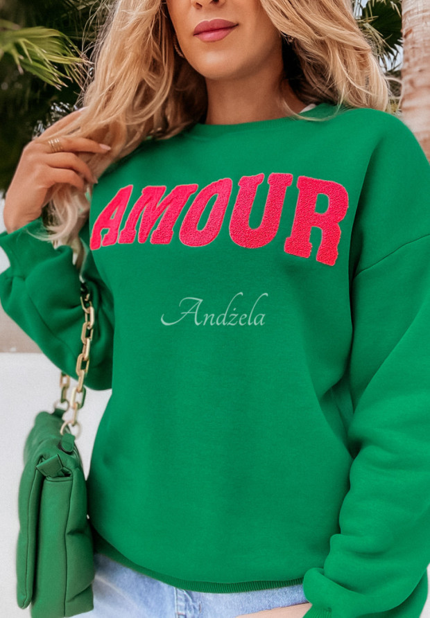 Sweatshirt mit Aufschrift Amour Grün