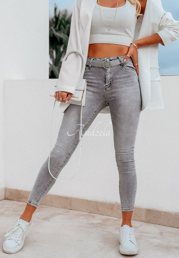 Skinny Jeans mit Gürtel Rise & Shine Grau