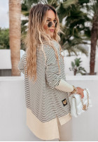 Asymetryczna Blouse Tunic w paski Rochelle in black