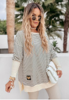 Asymetryczna Blouse Tunic w paski Rochelle in black