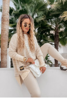 Asymetryczna Blouse Tunic w paski Rochelle in beige