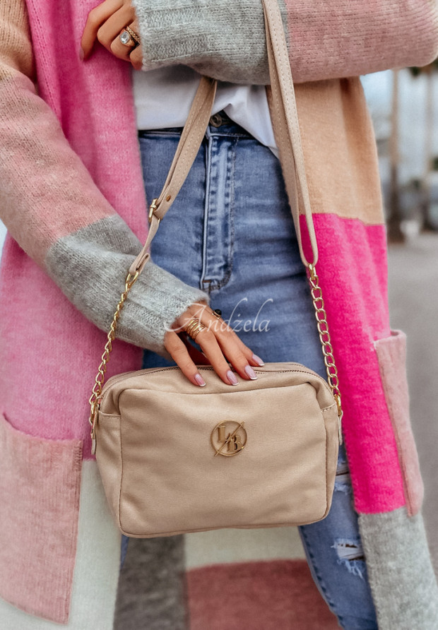 Tasche aus Veloursleder Stay True Beige