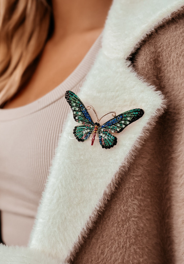 Brosche mit Schmetterling Wonderful Wings golden-blau