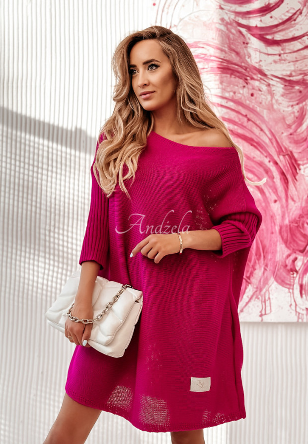 Oversize-Strickkleid California Fuchsia