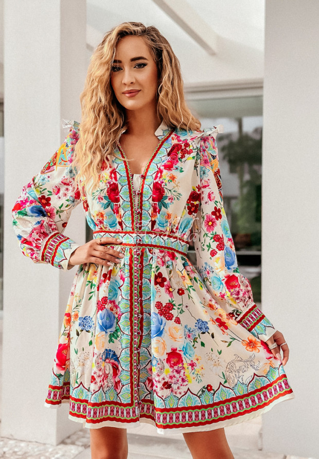 Geblümtes Kleid Romantic Garden Ecru