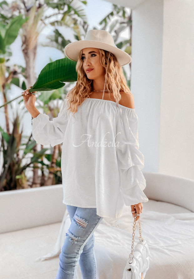 Oversize-Bluse mit Rüschen Marinela Ecru