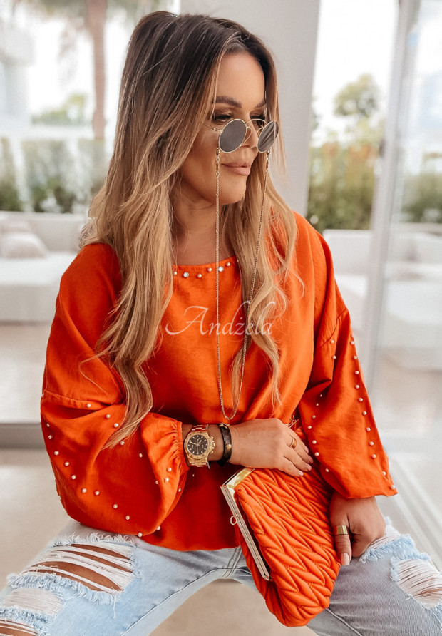 Oversize-Bluse mit Verzierung Liris Orange