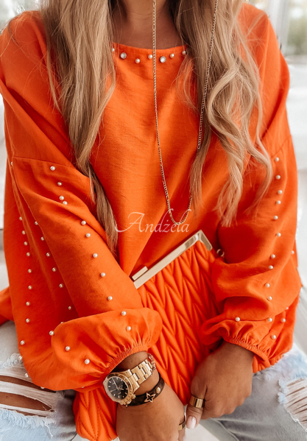 Oversize-Bluse mit Verzierung Liris Orange