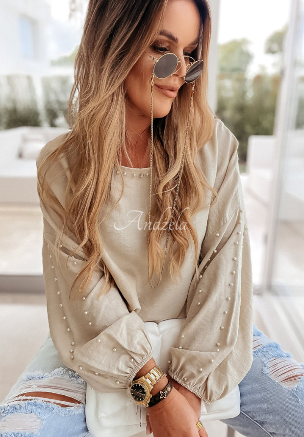 Oversize-Bluse mit Verzierung Liris Beige