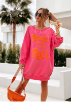 Sweatshirt z napisem Rock And Roll Fuchsia