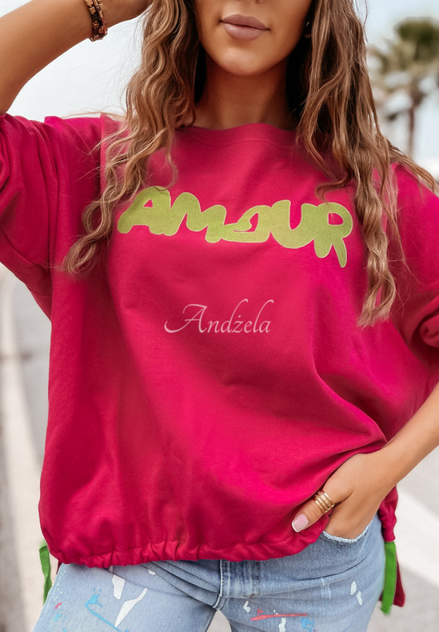 Sweatshirt mit Aufschrift Amours Fuchsia